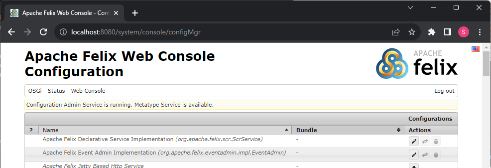 Apache Felix Web Console Configuration
