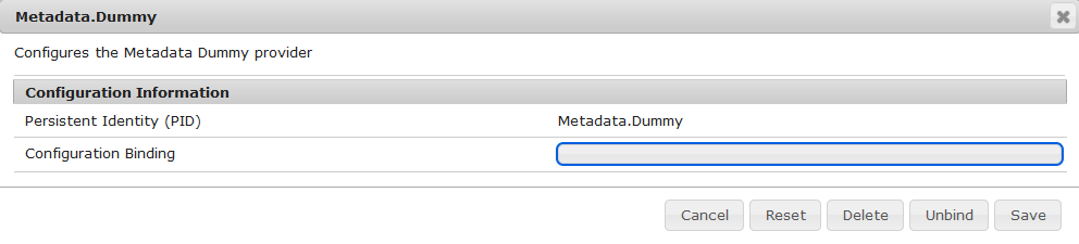 Configuration of Backend Metadata.Dummy