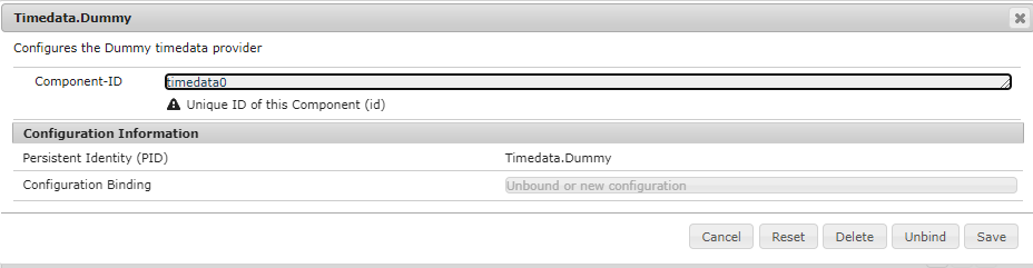 Configuration of Backend Timedata.Dummy