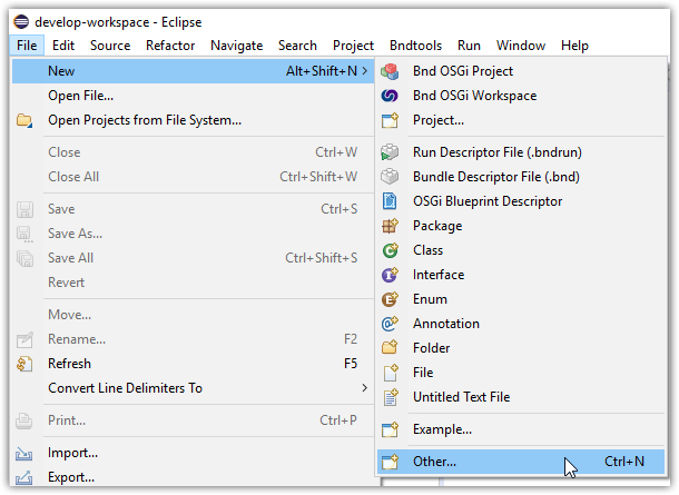 Creating a new project in Eclipse IDE