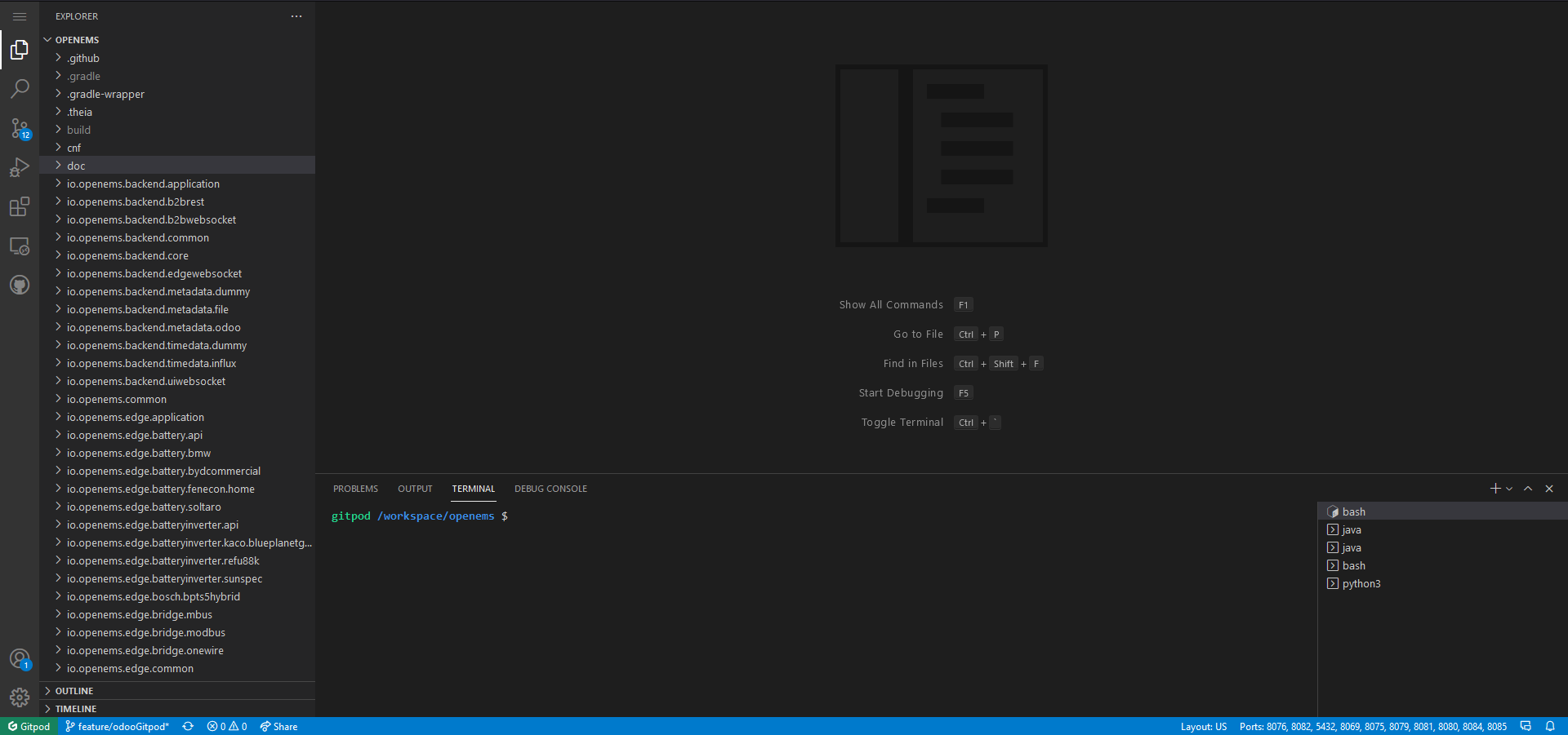 Visual Studio Code inside Gitpod Workspace